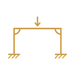Line drawing of a portal frame with a load on its beam