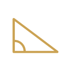 Line drawing of a triangle with its base angle marked