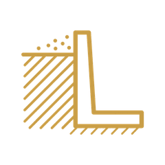 Line drawing of a retaining wall holding back soil