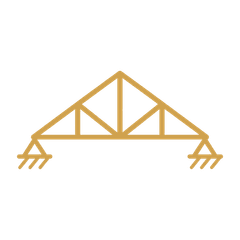 Line drawing of a roof truss on two supports